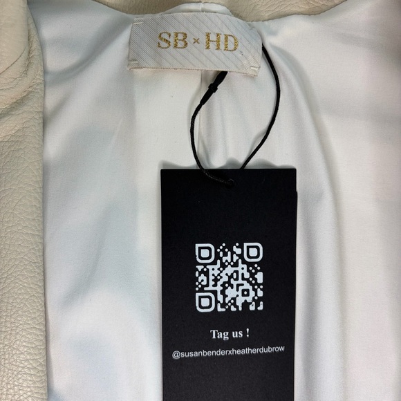 Women's Cream Leather Jacket Size 4 - Picture 9 of 11